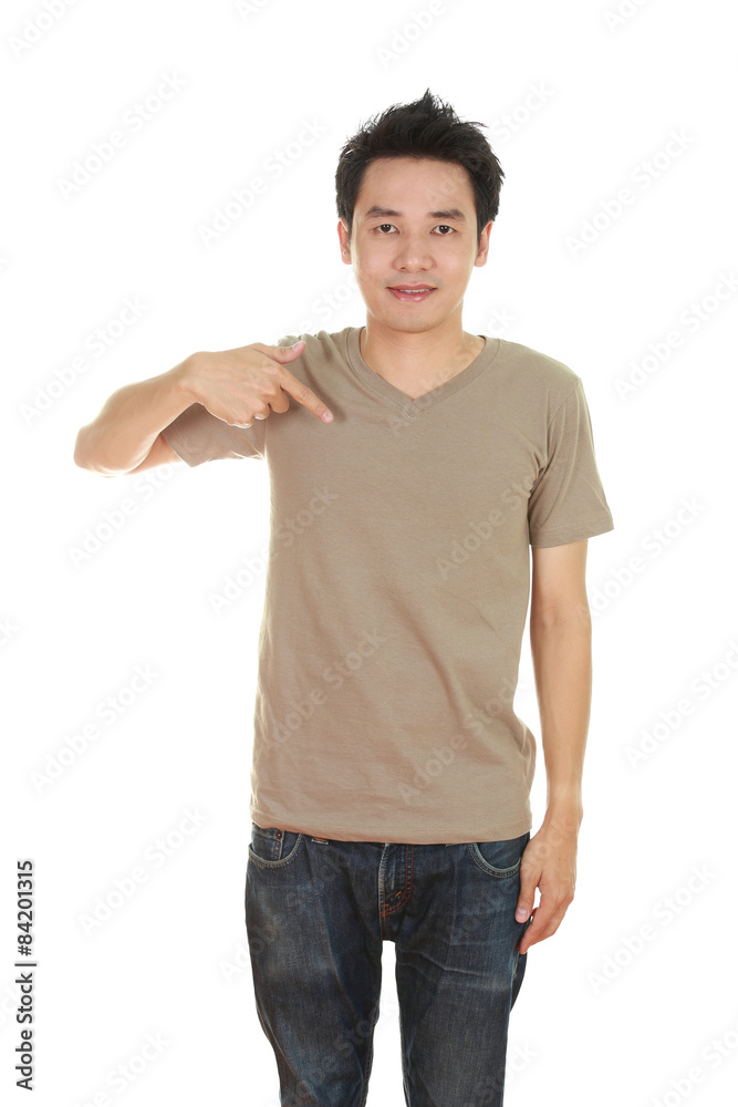 man with blank t-shirt man with blank t-shirt