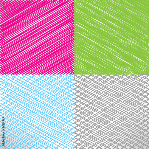 Set of pencil and marker hatching backgrounds. Hand-drawn