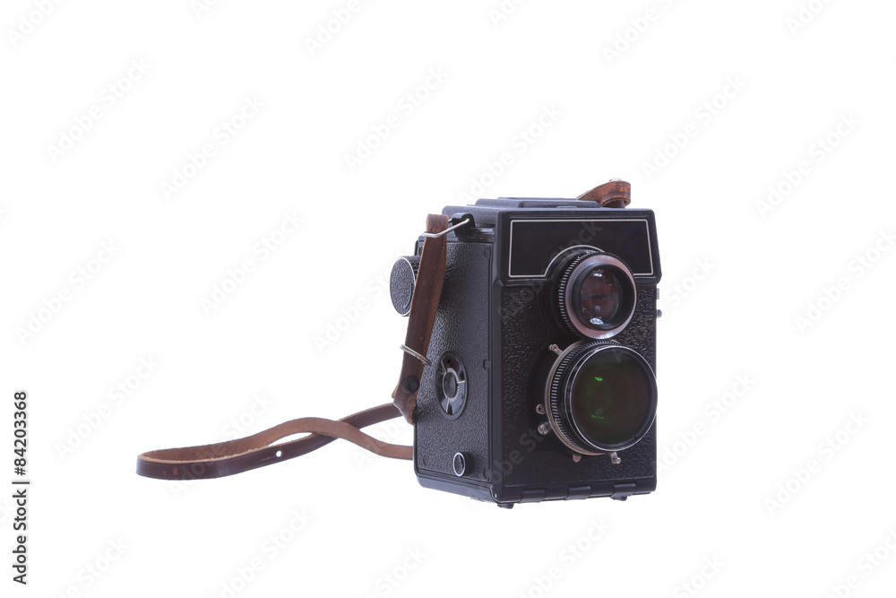 Old camera isolated on white
