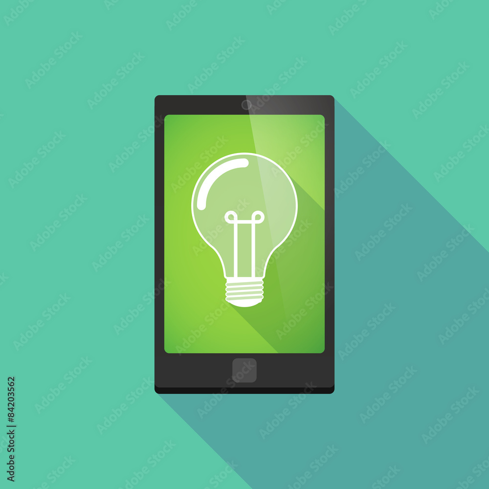 Long shadow phone icon with a light bulb Long shadow phone icon with a light bulb