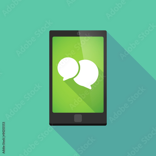 Long shadow phone icon with a comic balloon