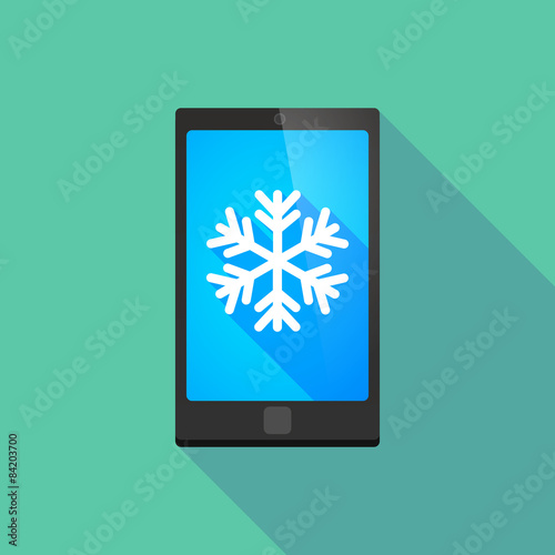 Long shadow phone icon with a snow flake