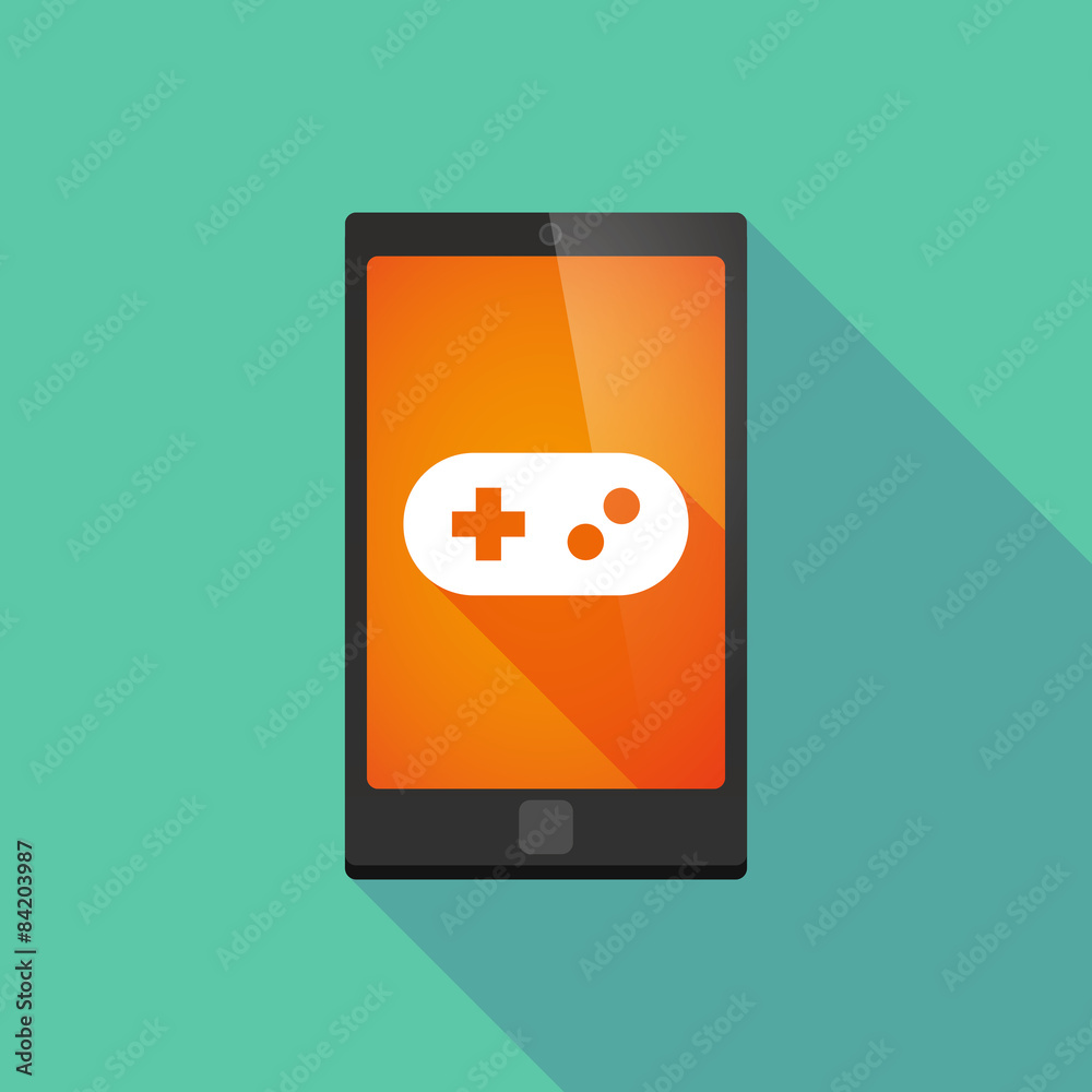 Long shadow phone icon with a game pad Long shadow phone icon with a game pad