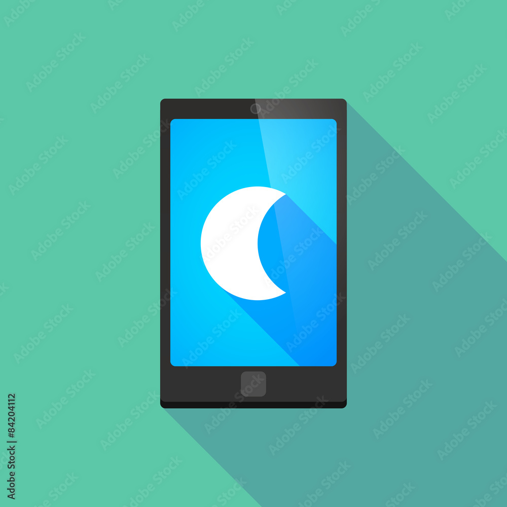 Long shadow phone icon with a moon