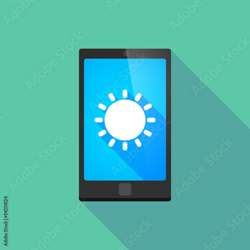 Long shadow phone icon with a sun