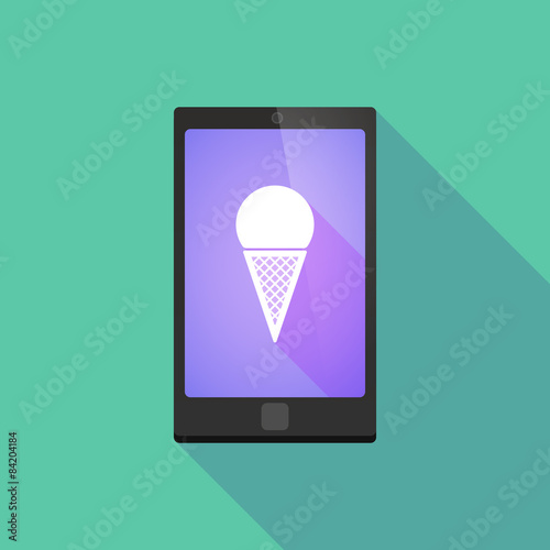 Long shadow phone icon with an ice cream