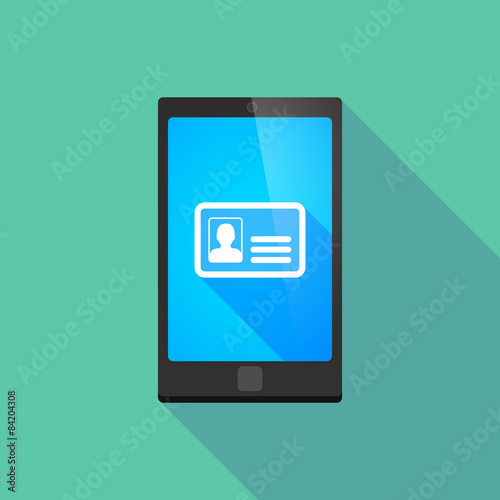 Long shadow phone icon with an id card