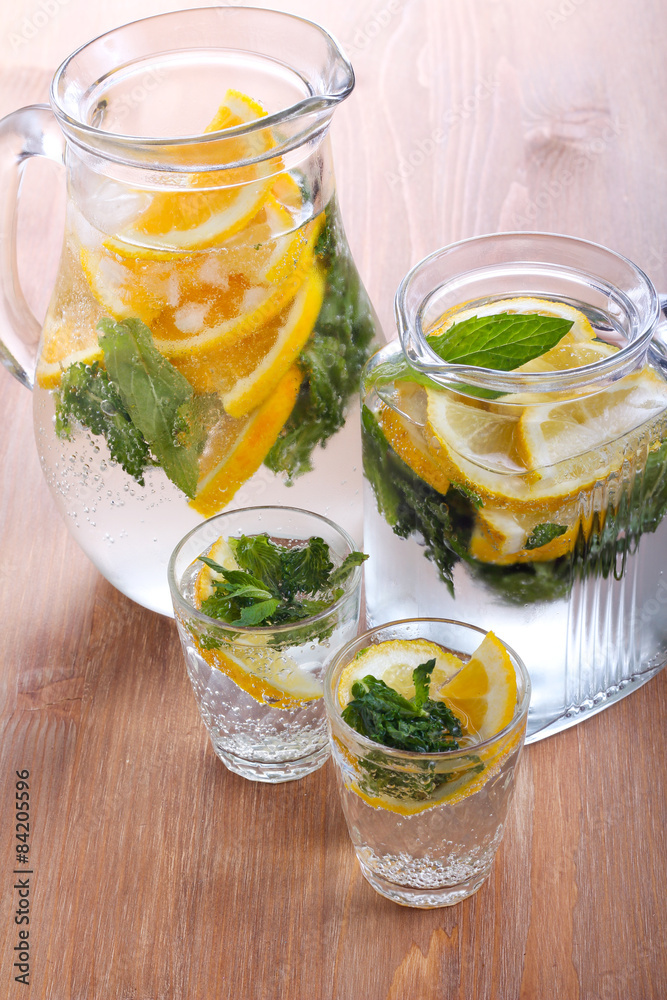 Citrus and mint sparkling water