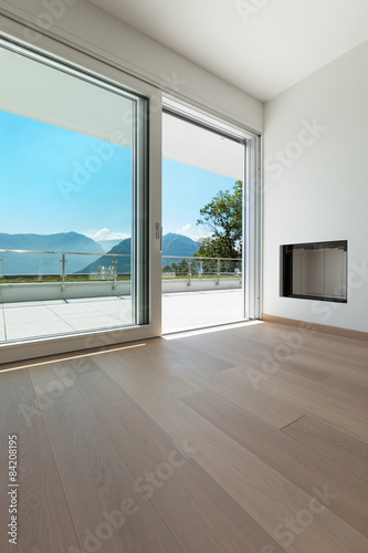 interior modern apartment, fireplace