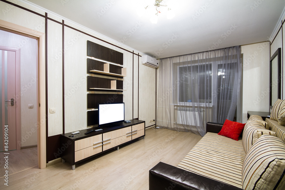 Obraz premium Interior of the house, a small living room in apartment