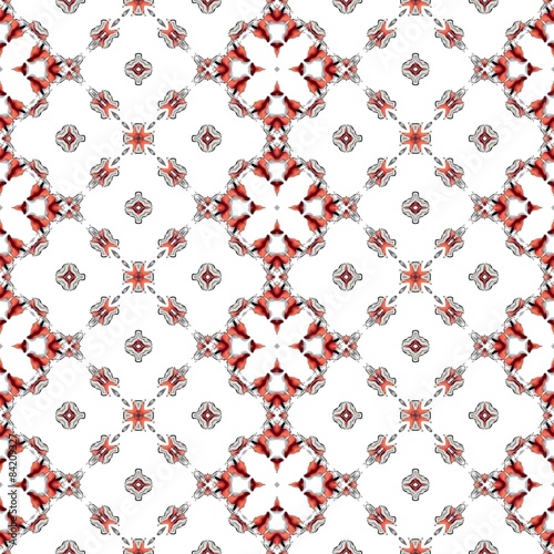 Seamless abstract white texture with modern red pattern photo