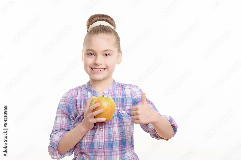 Small girl with an apple Small girl with an apple