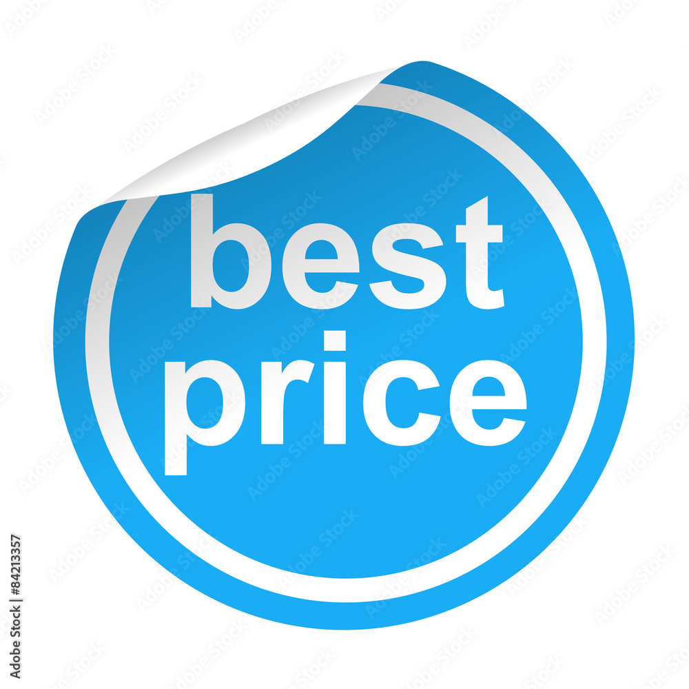 Pegatina azul con pestaña texto best price Pegatina azul con pestaña texto best price
