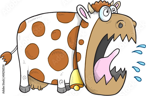 Mad Cow Vector Illustration Art