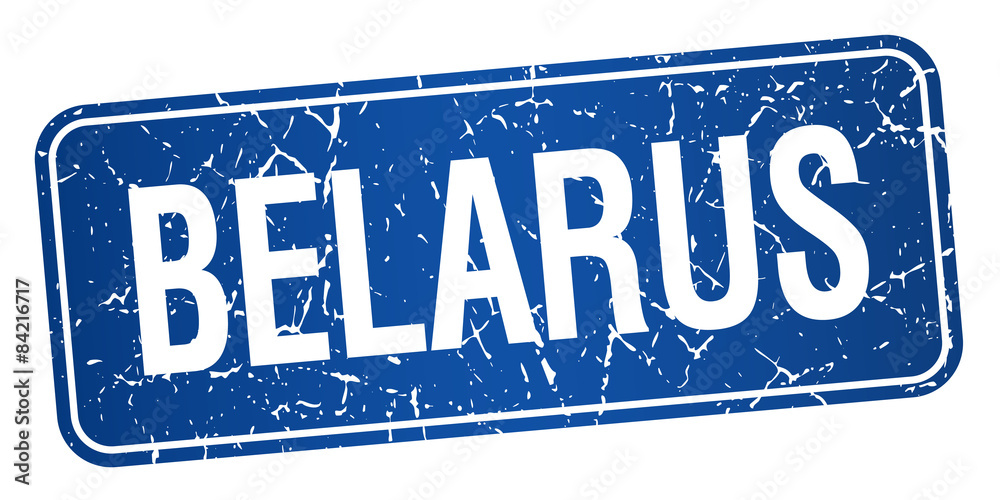 Fototapeta premium Belarus blue stamp isolated on white background
