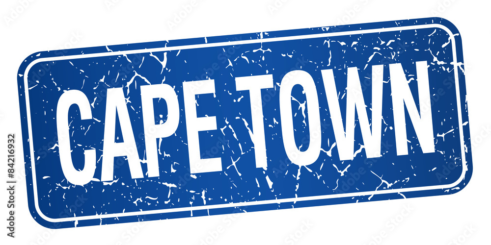 Fototapeta premium Cape Town blue stamp isolated on white background