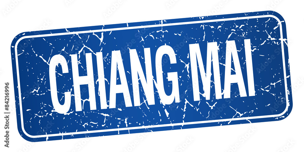 Chiang mai blue stamp isolated on white background