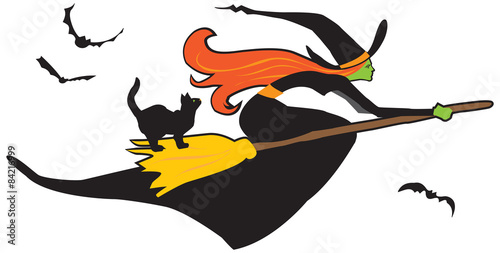 Pretty witch on a broomstick