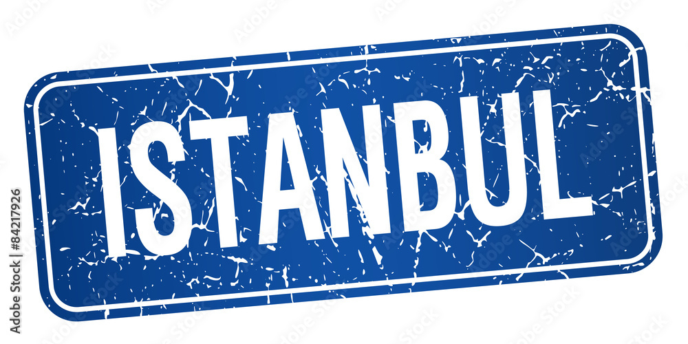Istanbul blue stamp isolated on white background