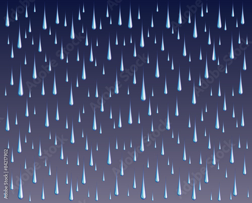 Raindrops illustration on a stormy gradient background.