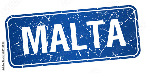 Malta blue stamp isolated on white background