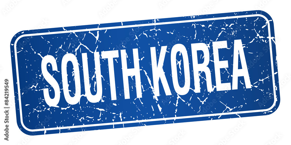 South Korea blue stamp isolated on white background