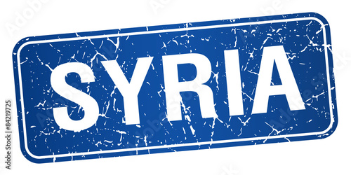 Syria blue stamp isolated on white background