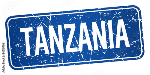 Tanzania blue stamp isolated on white background