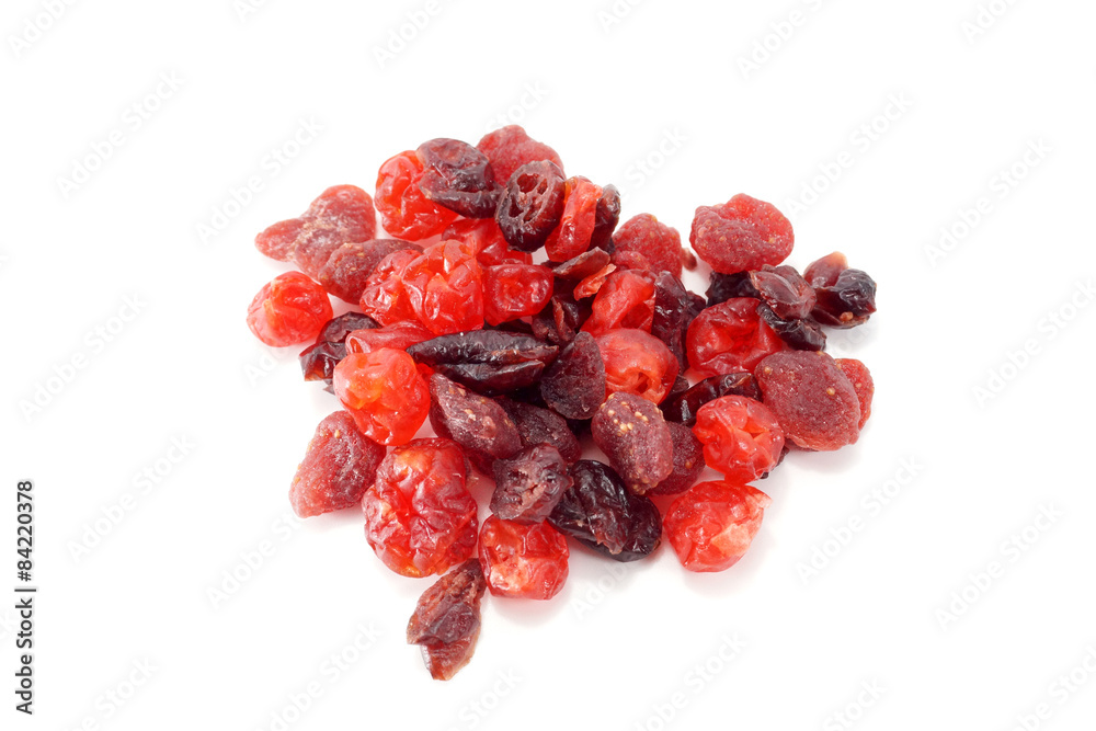 Dried mixed berries on isolate white background. Dried mixed berries on isolate white background.