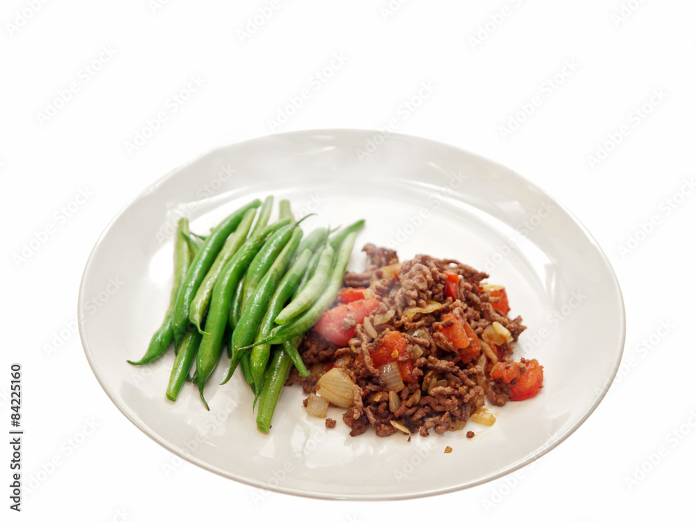 spicy minced meat with vegetables