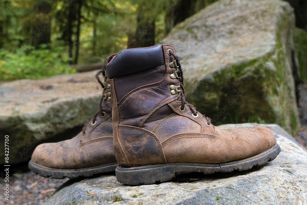 Worn Out Hiking Boots Stock Photo | Adobe Stock