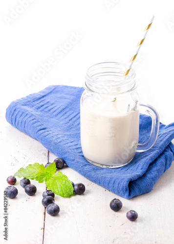 Healthy blueberry smoothie drink