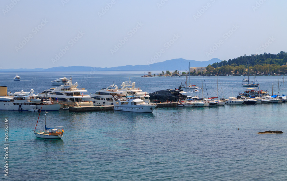 Boat harbor in Corfu Town