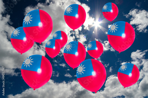 many balloons with taiwan flag on sky photo