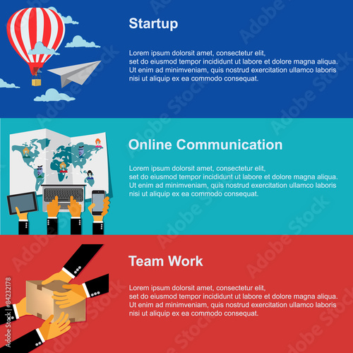 srartup,  online communication, team work, vector web design 