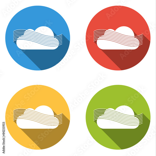 Collection of 4 isolated flat buttons for wind or fog