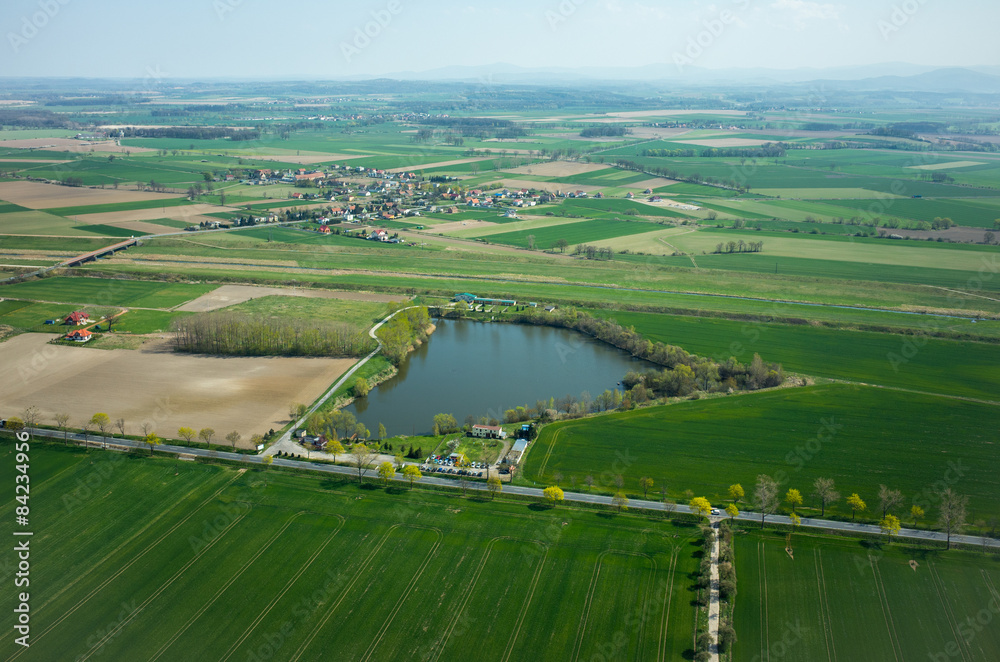 Fototapeta premium Aerial view of the small village