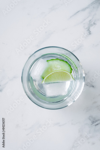gin and tonic with lime and cucumber 2 g&t's were harmed in the making of this shot