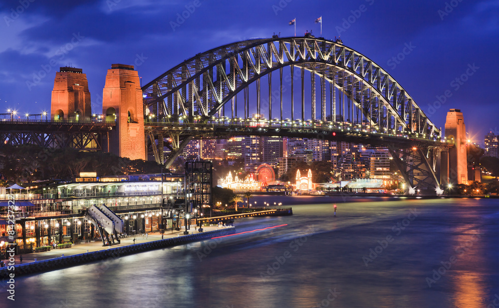 Sydney Harbour Bridge Side Circular Sunset Sydney Harbour Bridge Side Circular Sunset
