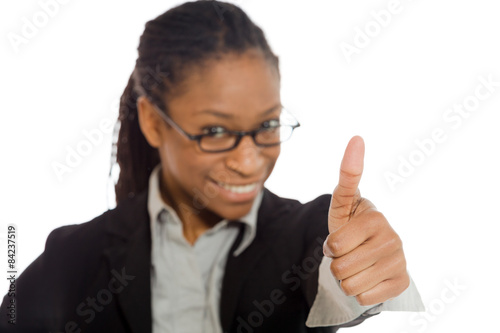 Model isolated thumbs up success