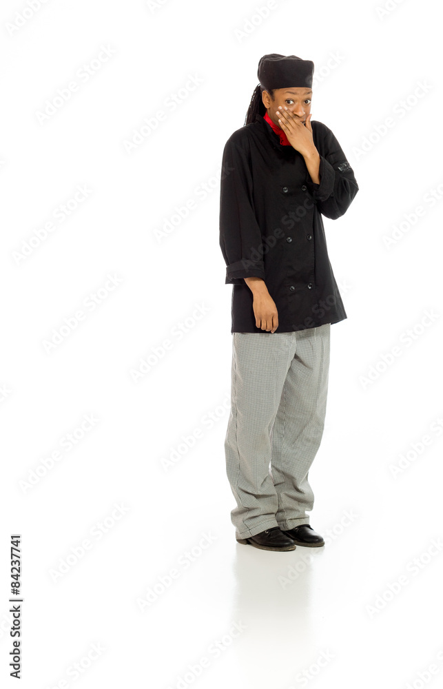 Model isolated covering mouth Model isolated covering mouth