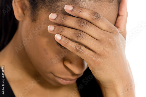 Wall Mural Model hiding face shame