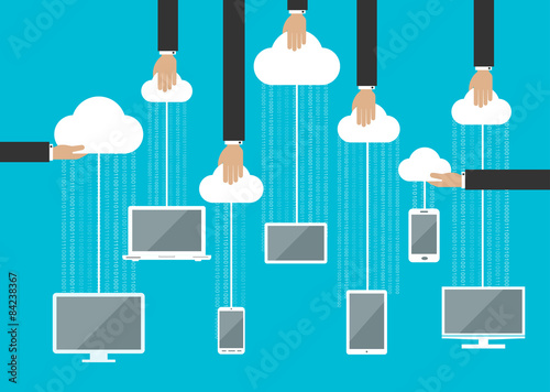 Peoples using gadgets in cloud service