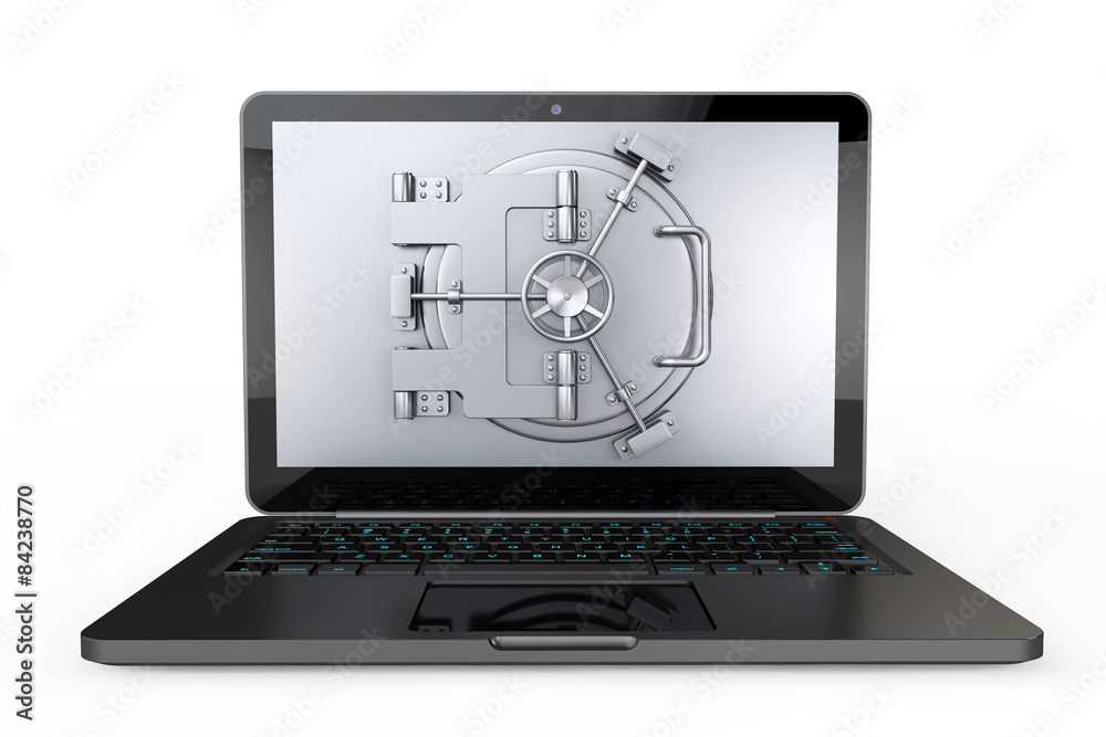 Internet Secure Concept. Laptop with Vault Door Internet Secure Concept. Laptop with Vault Door