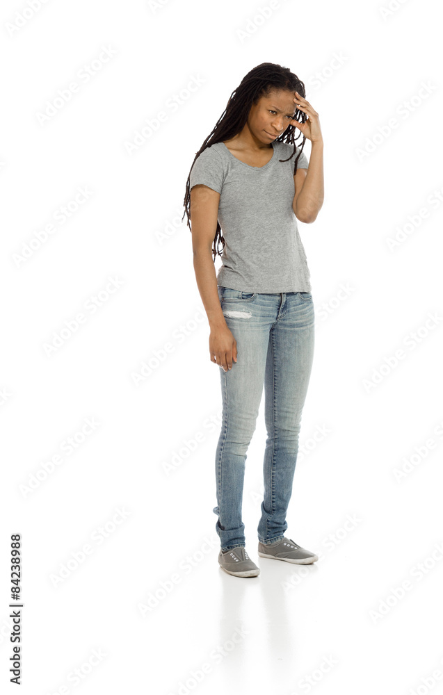 Model isolated with headache Model isolated with headache