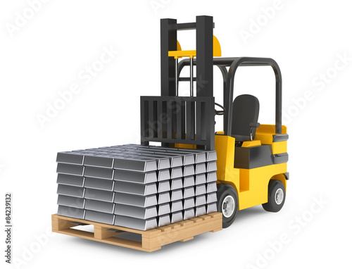 Forklift Truck moves Silver Bars photo