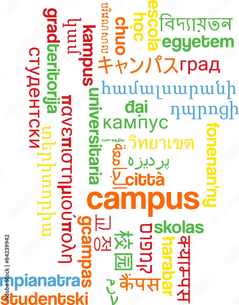 Campus multilanguage wordcloud background concept