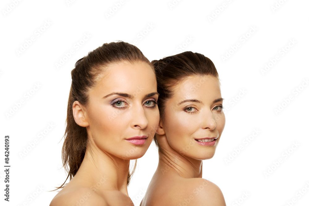 Two sisters with make up. Two sisters with make up.