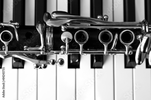 Fotomurale Fragment of the clarinet on the keyboard of the piano
