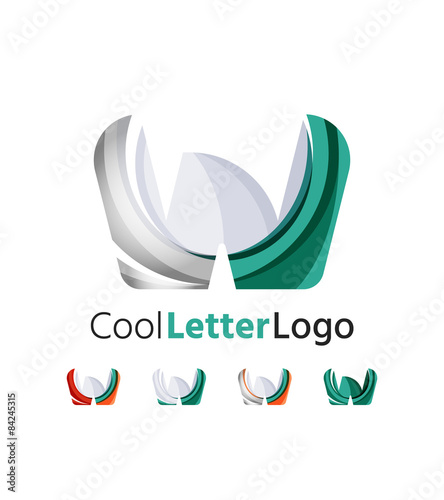 Fototapeta Naklejka Na Ścianę i Meble -  Set of abstract W letter company logos. Business icons